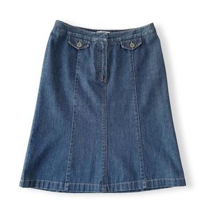 Talbots A-Line Denim Jean Knee Length Skirt 10